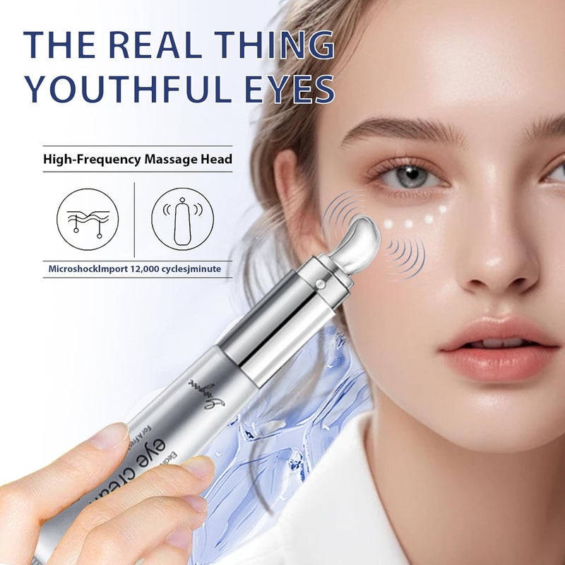 Crogooe Under Eye Cream With MultiPeptide Firming Retinol Caffeine Niacinamide for Dark Circles Puffiness Puffy Bags Wrinkles Fine Lines Under Eyes Electric Wrinkle Eraser Massaging Eye Serum 20ML - Image 2