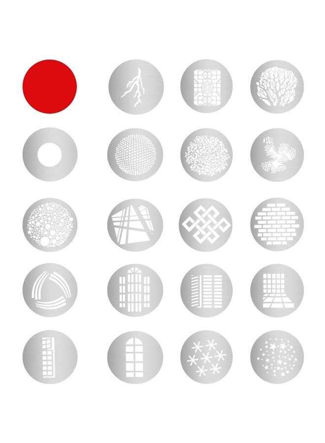 Wellmaking G-10 19 Pieces Gobos Kit Metal Modeling Sheet with a Red Colors Gels/Filter - Image 1