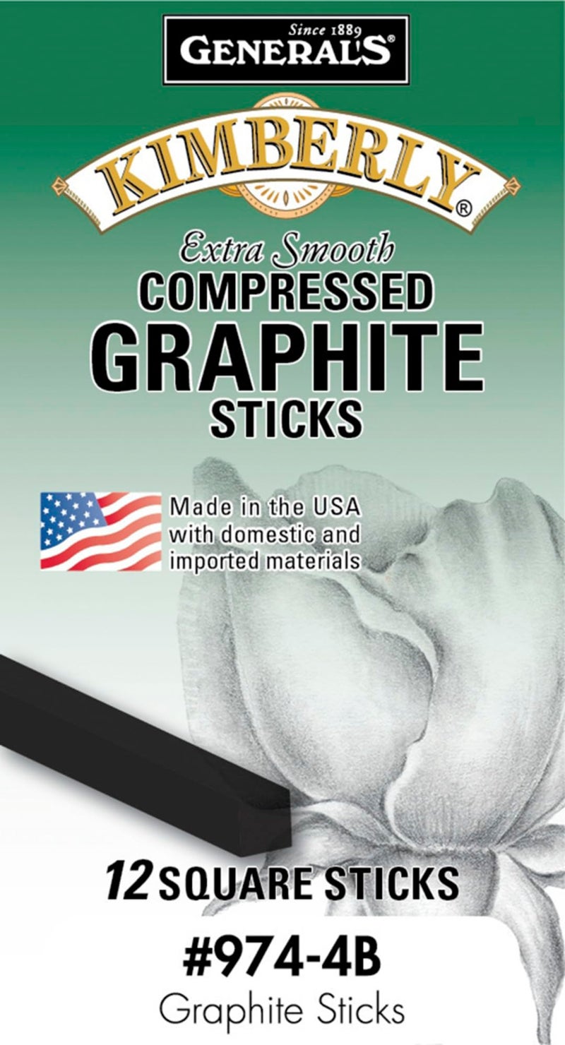 General's Kimberly Compressed Graphite Sticks, 4B Hardness, Black, Pack of 12 - Image 1
