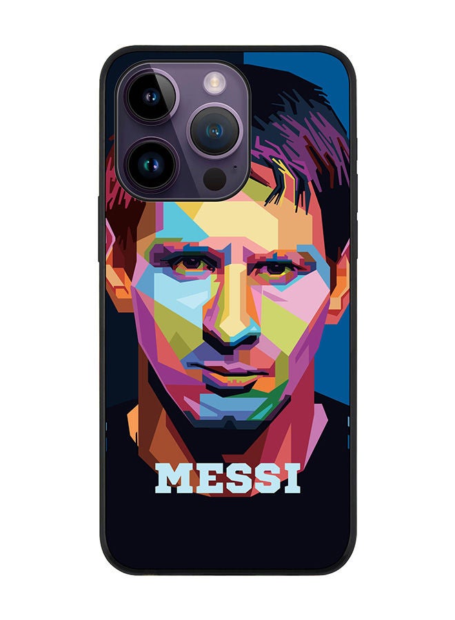 Stylizedd Rugged Black edge case for Apple iPhone 14 Pro Slim fit Soft Case Flexible Rubber Edges Anti Drop TPU Gel Thin Cover - Poly Messi - Image 1