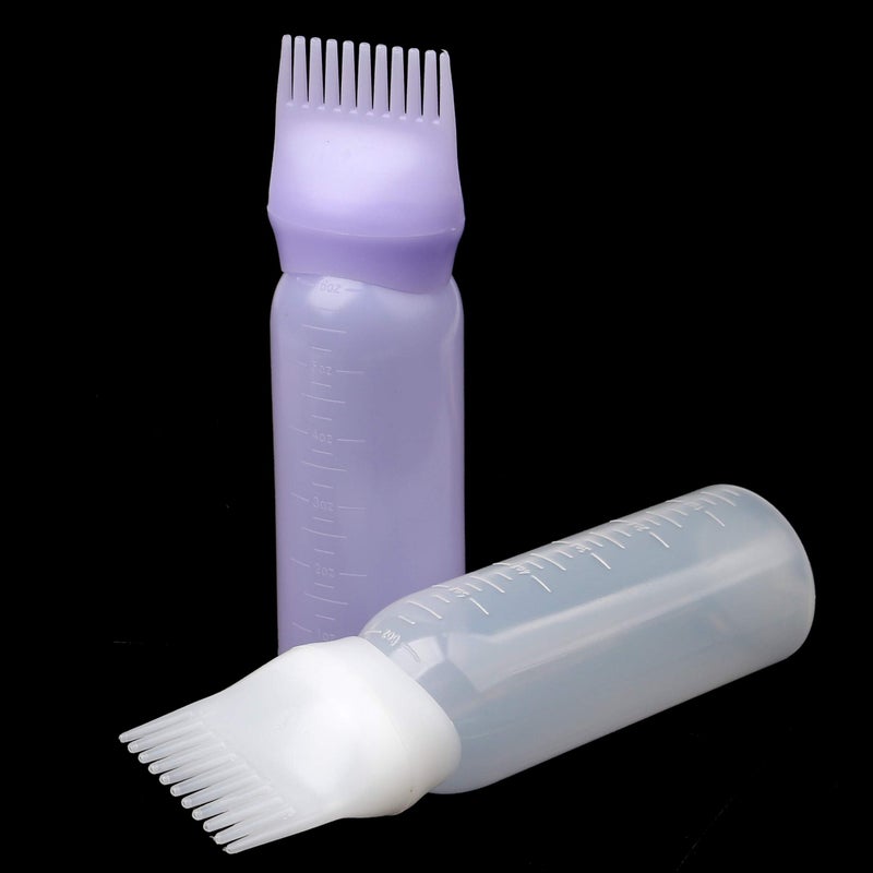 Pimoys Root Comb Applicator Bottle 6 Ounce Oil Applicator for Hair Dye, 3 Pack Hair Oiling Bottle Brush with Graduated Scale (Pink, Purple, White) - Image 4