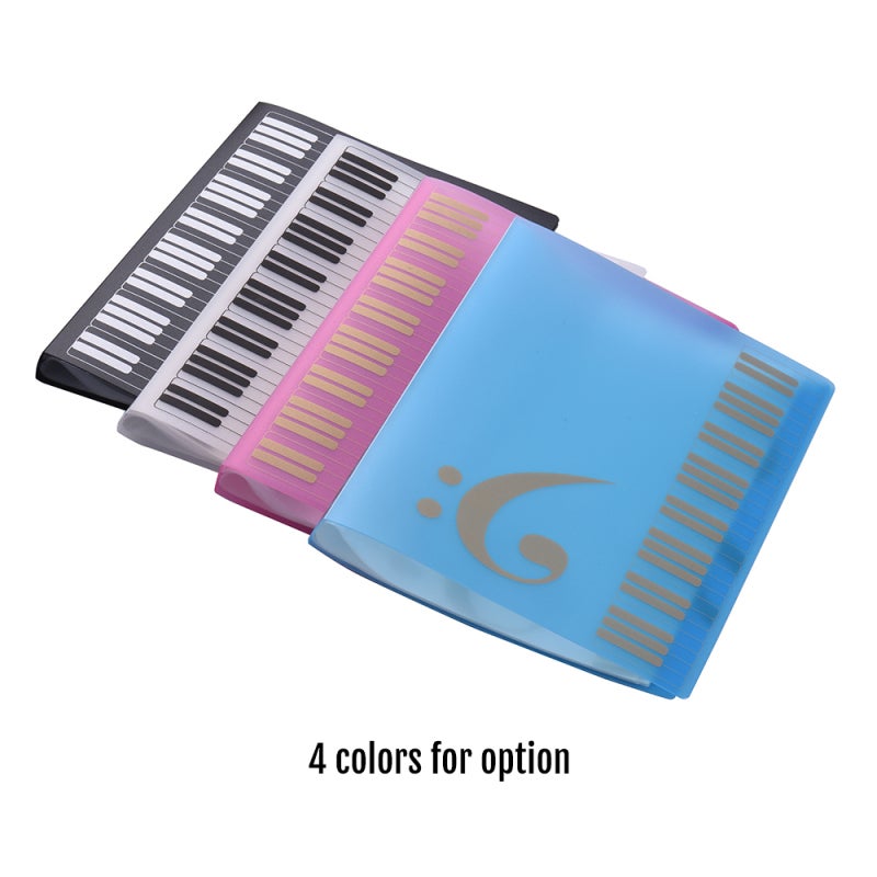 Sheet Music Organizer: Blue 40-Pocket A4 ABS Folder - Waterproof Anti-Glare Inner Pockets, Piano Key Pattern Design for Musicians, Students, Office Workers - Image 2