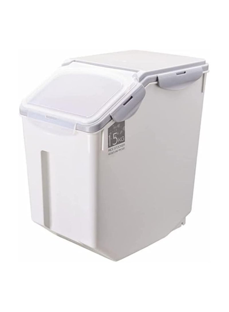 بلومنغ تايم حاويات تخزين الأرز، قطعتان من حاويات تخزين الطعام مع غطاء - بلاستيك خالٍ من مادة BPA، كبير (15 كجم) - Image 2