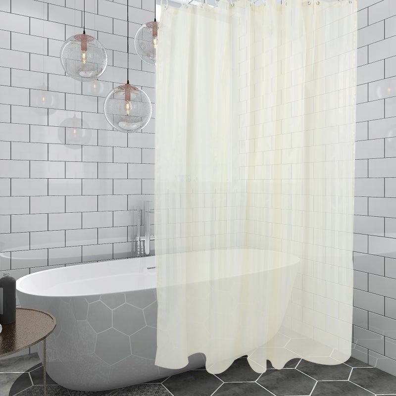 Bathroom Striped Curtain Washable Dorm Hotel Hanging Shower Curtain Divider Curtain - Image 3