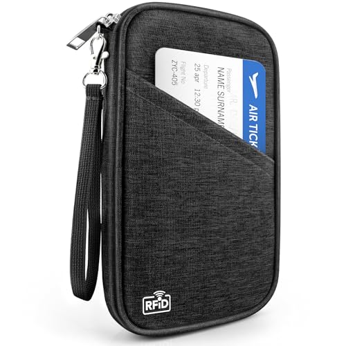 HOHOM Passport Holder Family RFID Travel Document Organizer for Women Waterproof Passport Wallet Men Portable Case for Cards, Boarding Pass, ID, Money, Tickets with Zipper - Image 1