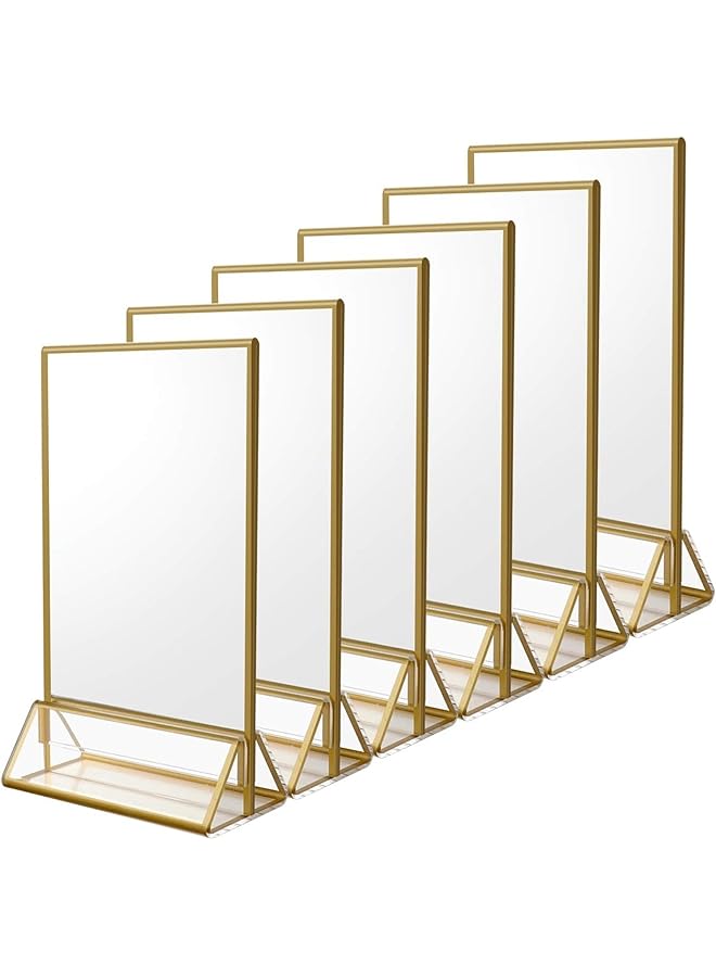 The Bros 6PCS 5 x 7 Clear Acrylic Wedding Table Number Holder Stands with Gold Borders, Double Sided Picture Frames Sign for Restaurant Menu Recipe Cards Photo Display (Color : Shu, Size : 6PC  - Image 1