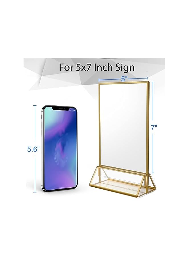 The Bros 6PCS 5 x 7 Clear Acrylic Wedding Table Number Holder Stands with Gold Borders, Double Sided Picture Frames Sign for Restaurant Menu Recipe Cards Photo Display (Color : Shu, Size : 6PC  - Image 3