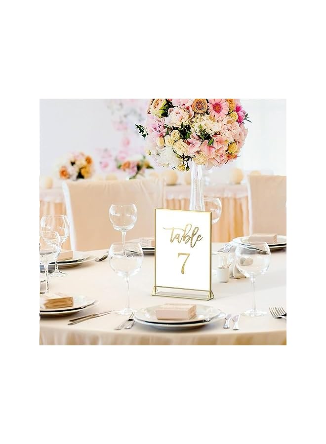 The Bros 6PCS 5 x 7 Clear Acrylic Wedding Table Number Holder Stands with Gold Borders, Double Sided Picture Frames Sign for Restaurant Menu Recipe Cards Photo Display (Color : Shu, Size : 6PC  - Image 4