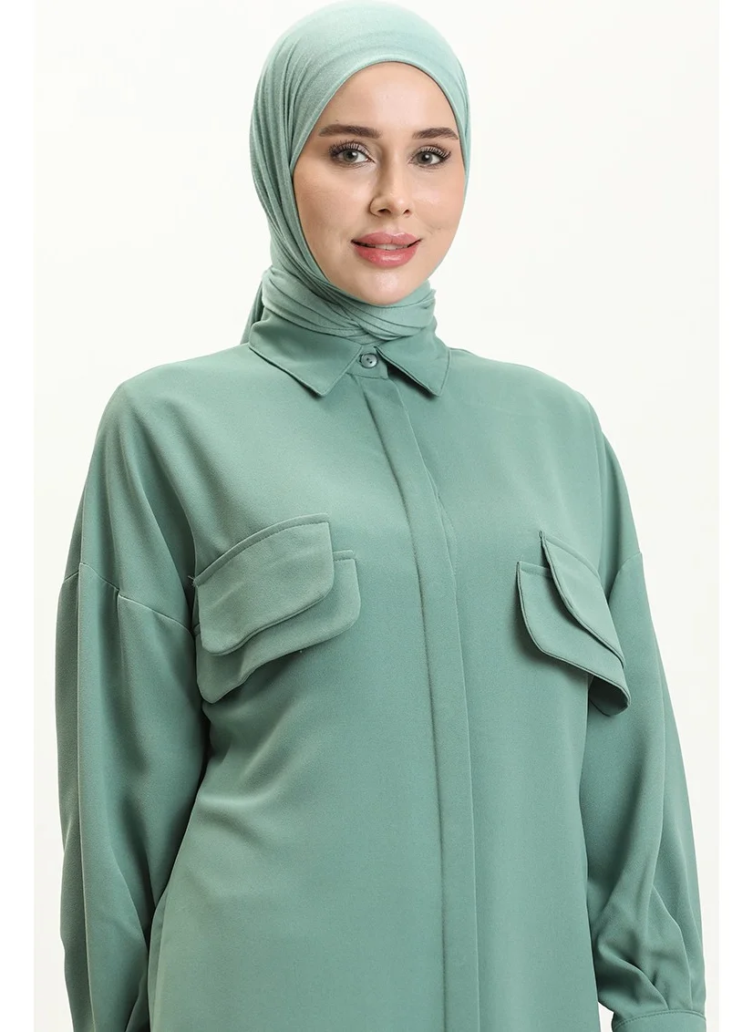 Sefa Merve Pocket Detailed Tunic Trousers Double Suit 5556-03 Almond Green