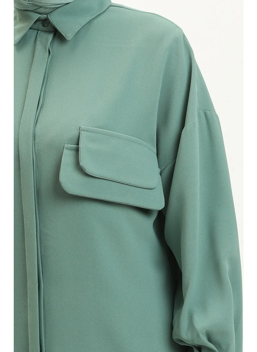 Sefa Merve Pocket Detailed Tunic Trousers Double Suit 5556-03 Almond Green