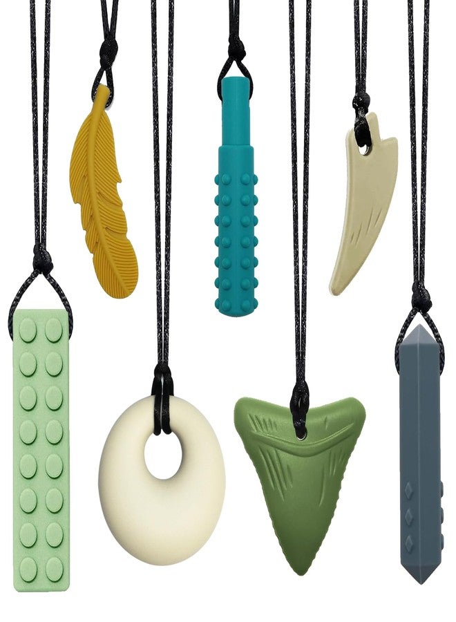 Flyaway Chew Necklaces for Sensory Kids & Adults - 7 PCS Silicone Chewy Necklace Sensory Toys for Kids with Autism, ADHD, Anxiety, Oral Motor Stimulation, Chewable Teething Necklace for Baby BPA Free - Image 1