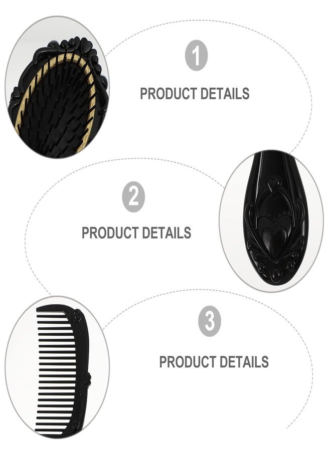 HEALLILY Detangling Hair Brush 5pcs Vintage Hand Mirror Comb Set with Storage Pot Antique Cosmetic Mirror Hair Dry Curly Styling Tool Travel Vanity Mirror - Image 5