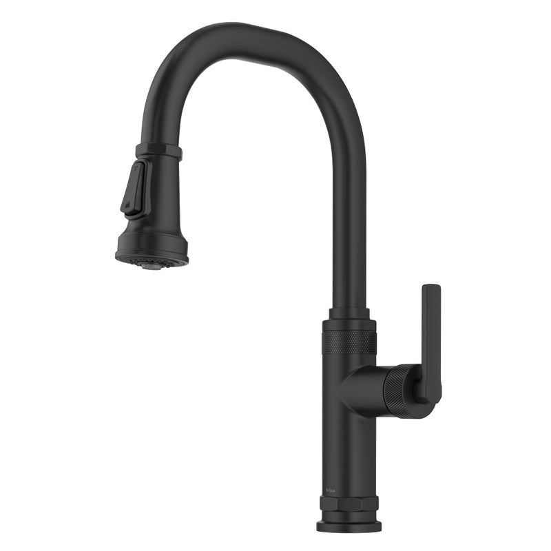 KRAUS Allyn Industrial PullDown Single Handle Kitchen Faucet in Matte Black KPF4102MB