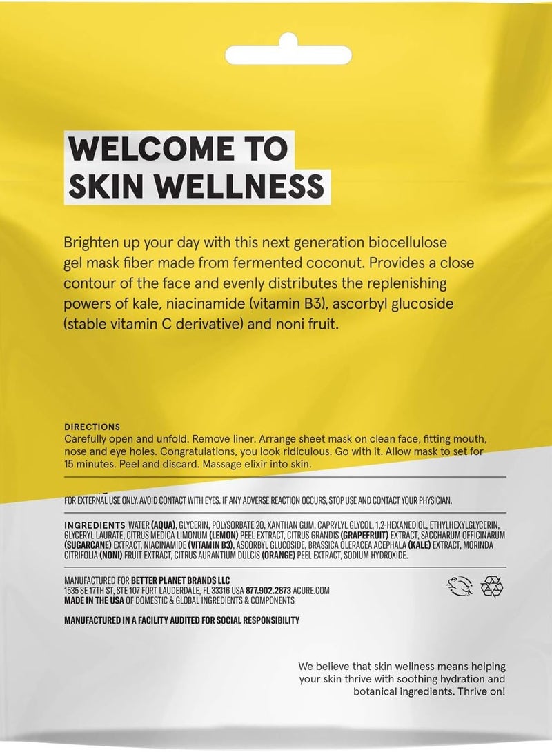 Acure Special Flame Cellulose Gel Mask, with 100% botanical ingredients, Niacinamide, Cabbage, Vitamin B3 and Brighter than Acure, for single use and suitable for all skin types, 1 piece - Image 4