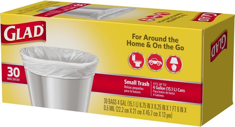 Glad Small Trash Bags - 4 Gallon White Trash Bag - 30 Count - Image 2
