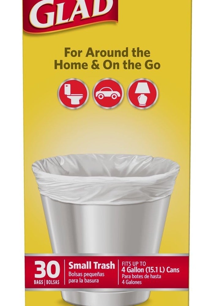 Glad Small Trash Bags - 4 Gallon White Trash Bag - 30 Count - Image 5