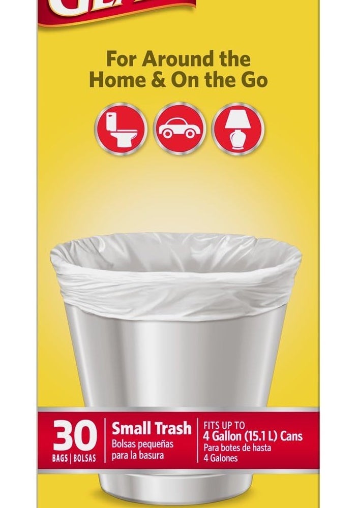Glad Small Trash Bags - 4 Gallon White Trash Bag - 30 Count - Image 3
