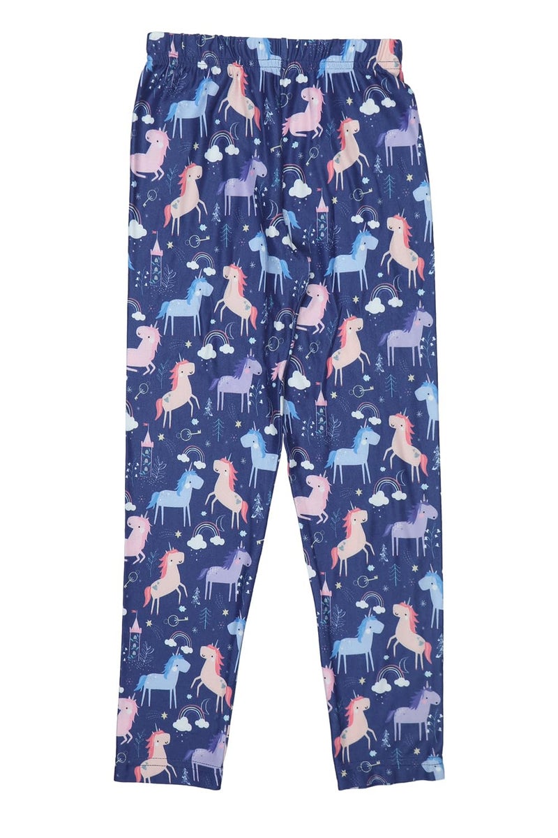 Doodle Premium 100% Cotton Leggings Stretchable Pants for Girls | Printed | Anti Shrink & Fade Resistant | Elasticated Waist | Ankle Length (Age – 11 to 12 Years | Set of 2 | Navy & Blue) - Image 4