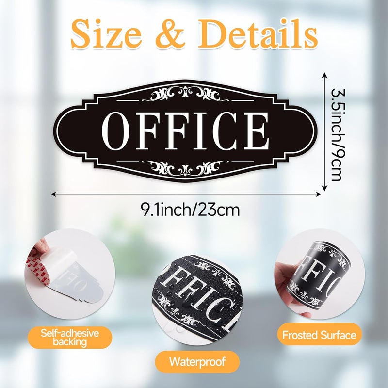 LUHIMO The Office Door Sign for Home and Business，Self-Adhesive Waterproof and Fade-Resistant Modern Office Sign Sticker for House，Business，Door, Window Black - Image 2