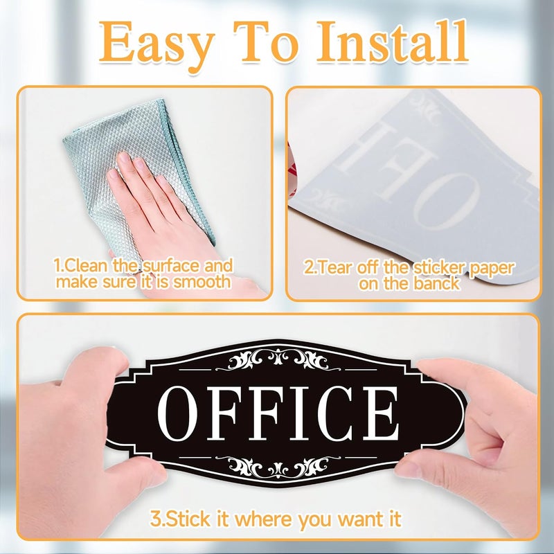 LUHIMO The Office Door Sign for Home and Business，Self-Adhesive Waterproof and Fade-Resistant Modern Office Sign Sticker for House，Business，Door, Window Black - Image 3