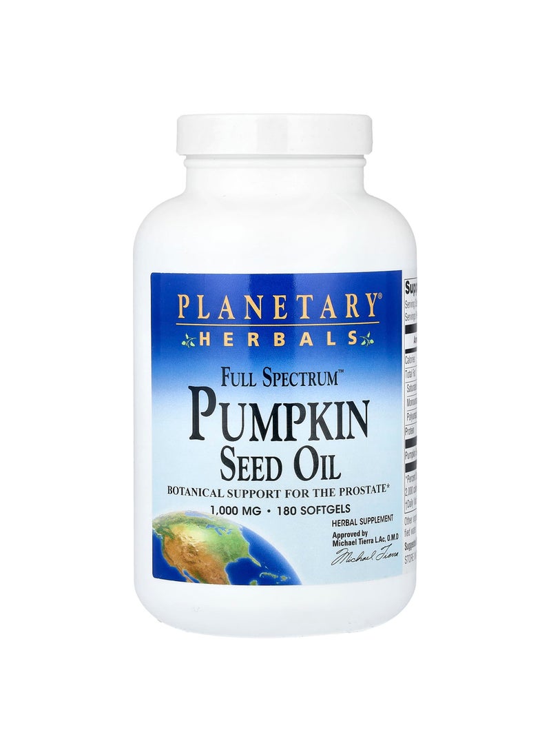 PLANETARY HERBALS Full SpectrumPumpkin Seed Oil, 1,000 mg, 180 Softgels