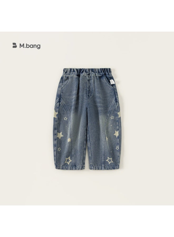 Yobao Kids' Clothing Children's Pants Toddler Long Pants Star Baby Jeans Spring Simple Boys' Scimitar Pants