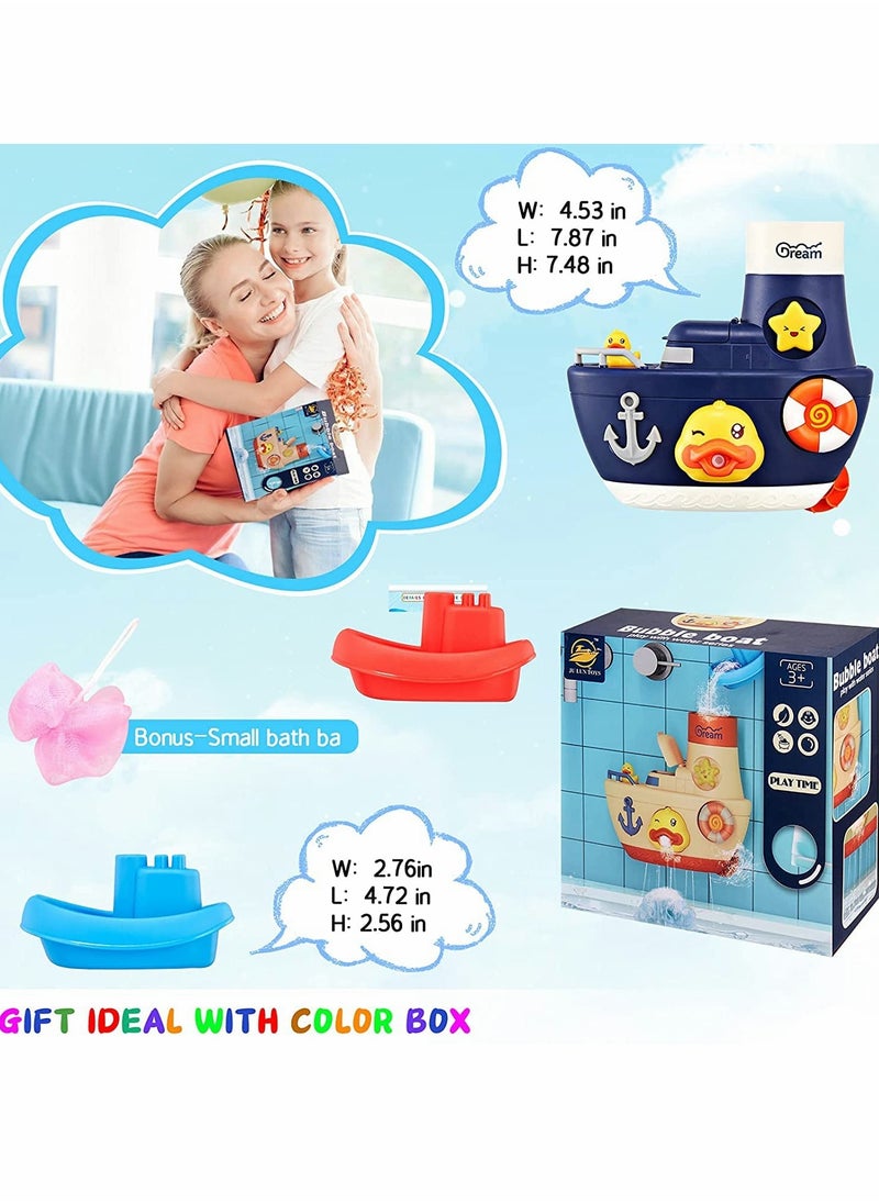 KASTWAVE - Bath Toys Fill and Spin Boat with Suction Cups Shower Gel Box Floating Duck 2 Stacking Boats Bathtub Tub Wall Toys for Boy Girl Kids Gifts Shower Toy Bathroom Floating Water Squirting Toys - Image 1