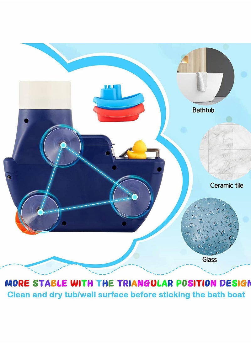 KASTWAVE - Bath Toys Fill and Spin Boat with Suction Cups Shower Gel Box Floating Duck 2 Stacking Boats Bathtub Tub Wall Toys for Boy Girl Kids Gifts Shower Toy Bathroom Floating Water Squirting Toys - Image 1