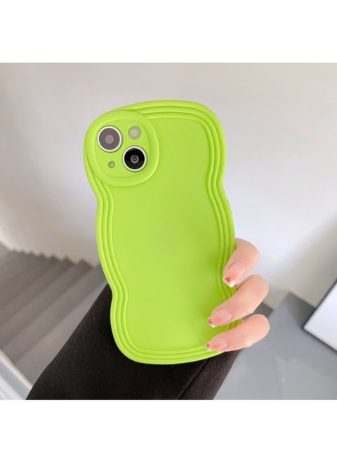 Ins Niche Wind Wave Edge IPhone16/15Pro Max Apple 14/13 Mobile Phone Case Soft Case-Color:KD Oil Injection Wavy Edge Fluorescent Green-Applicable Model:x/xs (without Packaging)