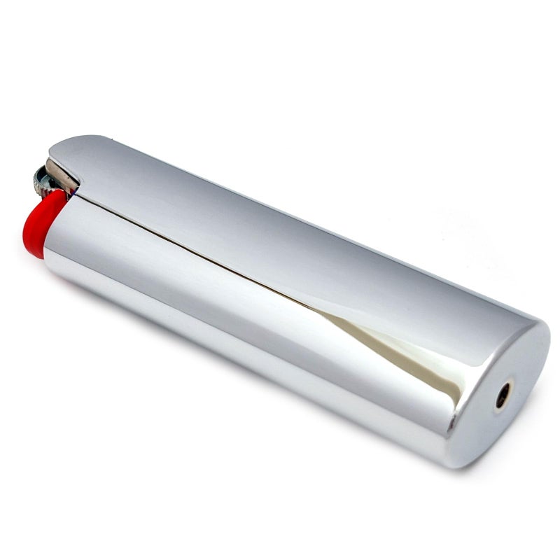 Lucklybestseller Metal Lighter Cover Case Pouch Holder Mirror Surface Silver Plain Color for BIC Full Size Classic Lighter Type J6 Idea for DIY Gift Silver