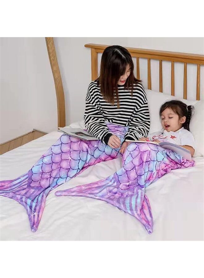 Fishtail Blankets 100-140cm Glittering Wearable Cute Cozy Soft Flannel fishtail Blanket sleeping bag for children-colorful  - Image 4