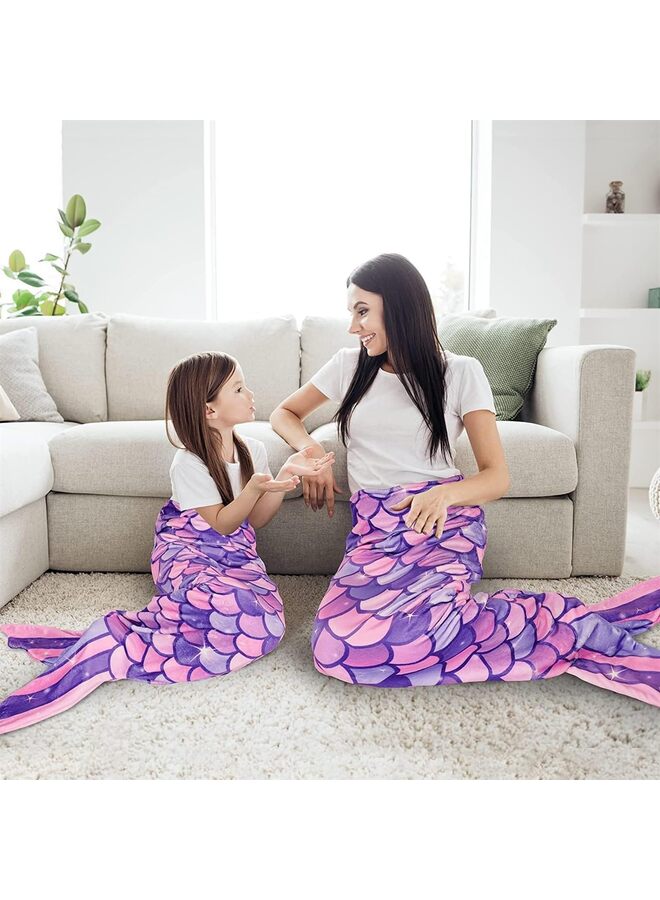 Fishtail Blankets 100-140cm Glittering Wearable Cute Cozy Soft Flannel fishtail Blanket sleeping bag for children-colorful  - Image 5