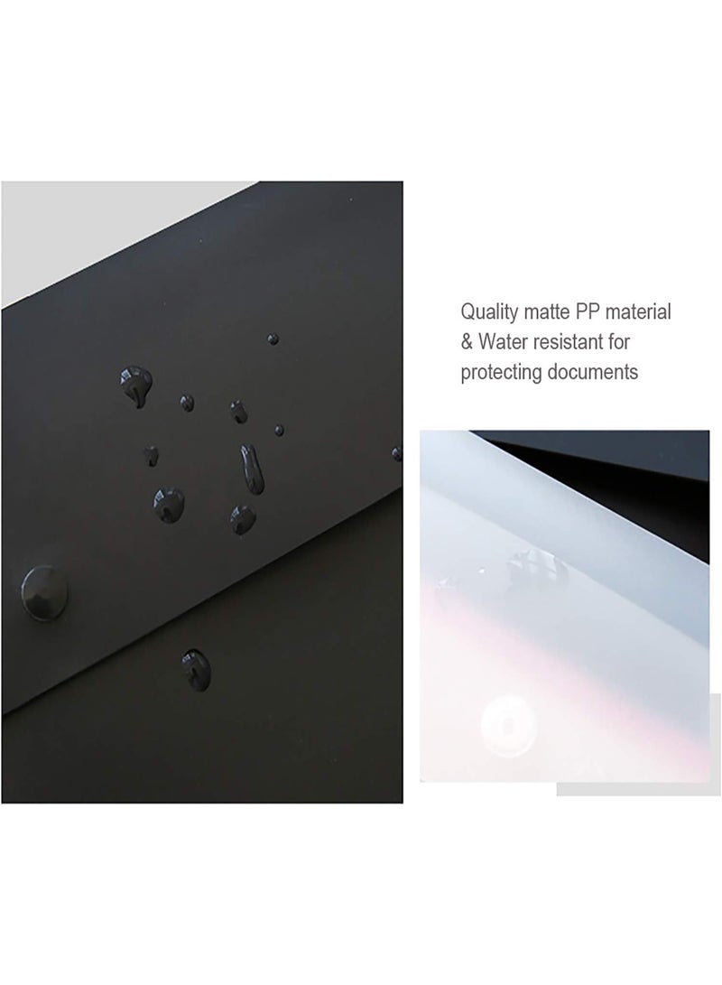 Poly File Folder Pockets File Jacket Plastic Envelope Flat Document Letter Organizer with Snap Button Closure A4 Letter Size (Pack of 5, Black) - Image 5