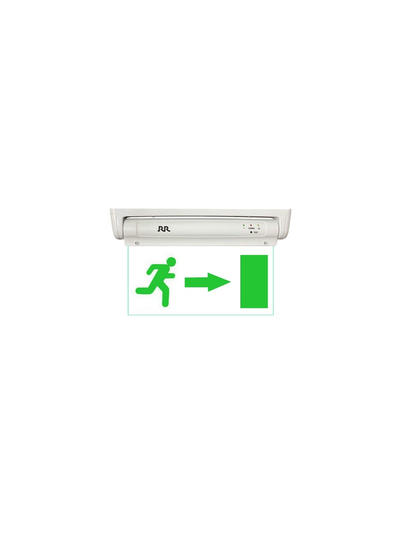 RR RR Exit Green Sign in Clear Light Board 230V with Battery Backup (Exit Right)  - Image 1