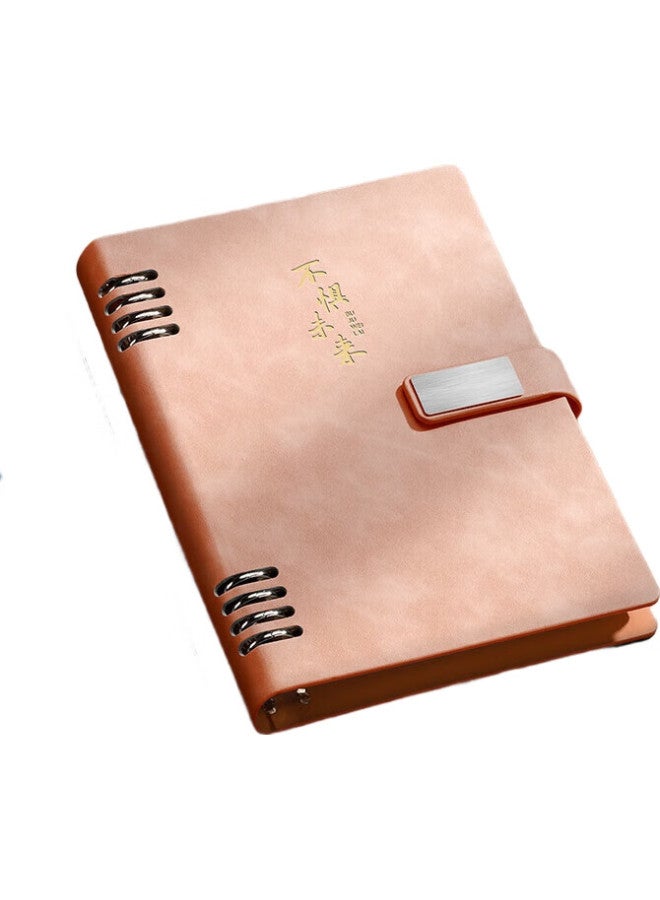 Ujia [Lowest Price Online] Ujia Loose-Leaf Notebook, Stationery, Business Office Notepad, Thick Removable Cover, Meeting Record Book, High-Quality Diary, Customizable, Pink - Image 1