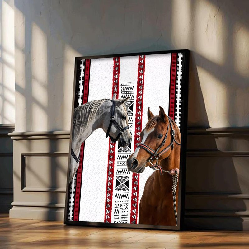 Marktna One canvas painting with a Najdi art design and a hollow frame, measuring (50×70), one piece - Image 2