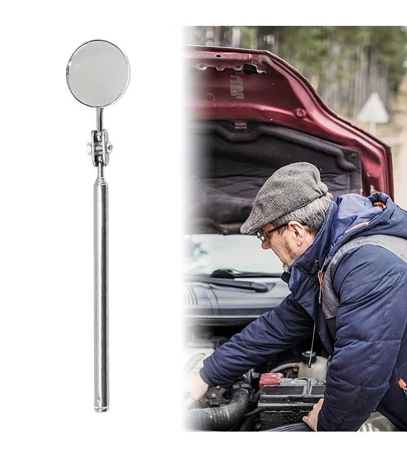 Stainless Steel Telescoping Inspection Mirror 30mm Extendable Car Tool - Image 3