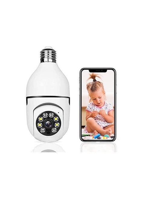 Wireless Security Camera – 1080P HD WiFi Surveillance with Night Light, 360° Outdoor Panoramic Smart Home Plug-in Camera (White)