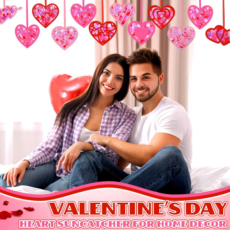 Marsui 36 Sets Valentine's Day Kits Craft for Adults Valentines Heart Suncatcher Craft Pink Heart Shape Home Window Art Decor Stained Glass Effect DIY Tissue Paper for Party Ornaments - Image 2