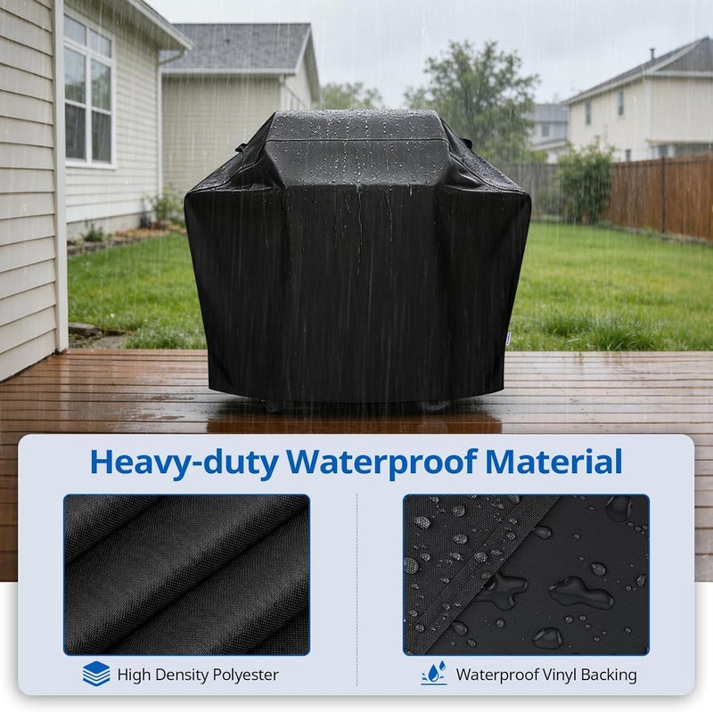 SunPatio Grill Cover 55 Inch, Outdoor Heavy Duty Waterproof Barbecue Gas Cover, UV & Fade Resistant, All Weather Protection Compatible for Weber Charbroil Nexgrill Kenmore Grills and More, Black - Image 3