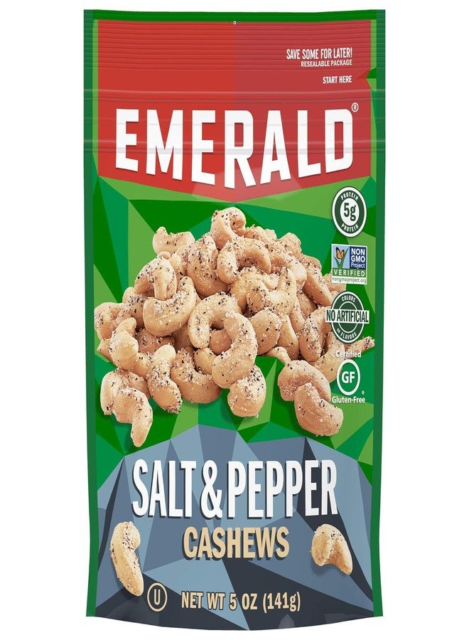 Emerald Nuts Combo (Variety Pack) Featuring Dill Pickle Seasoned Cashews & Salt and Pepper Cashews | 5 Oz Resealable Bags | Kosher Certified, Non-GMO, Contains No Artificial Preservatives or Synthetic Colors - Image 2