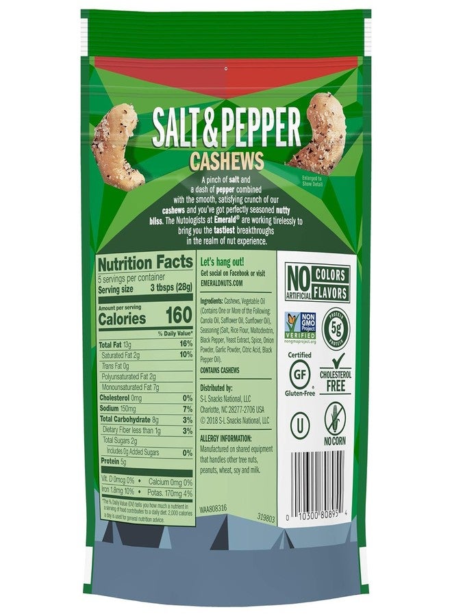 Emerald Nuts Combo (Variety Pack) Featuring Dill Pickle Seasoned Cashews & Salt and Pepper Cashews | 5 Oz Resealable Bags | Kosher Certified, Non-GMO, Contains No Artificial Preservatives or Synthetic Colors - Image 4