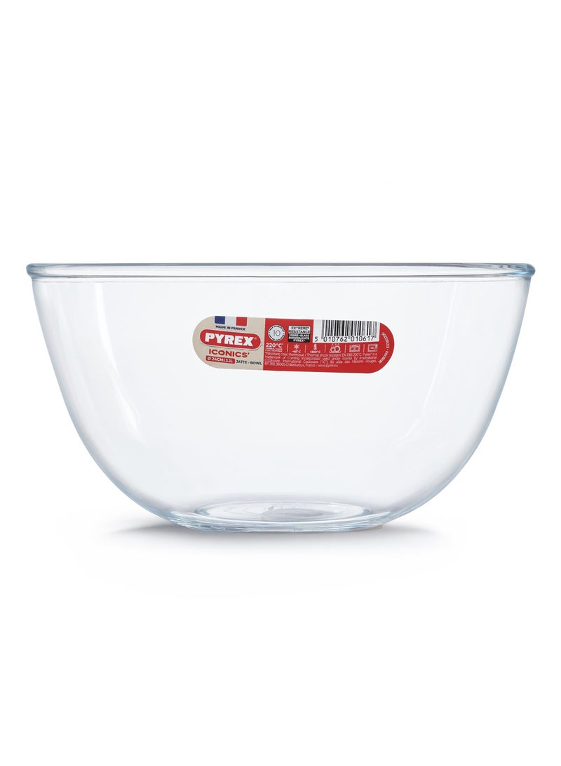 بيريكس Pyrex Iconics Glass Mixing Bowl 3.1L 24cm - Durable Borosilicate Glass - Image 1