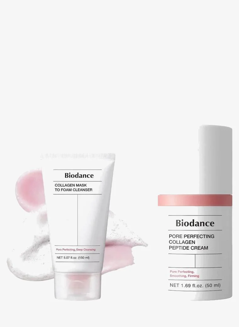 Collagen Pore-Refining Skincare Duo: Cleanser & Peptide Cream Set