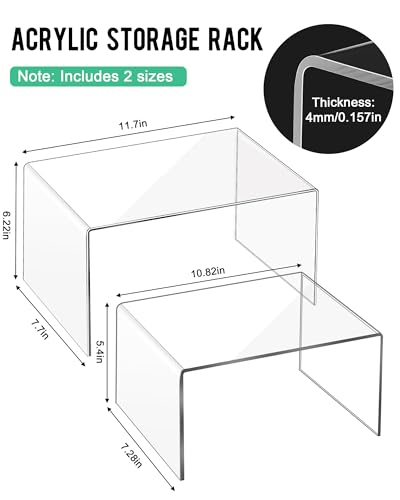 Sahasea Acrylic Cabinet Organizer, Set of 2 Clear Shelf Organizer for Kitchen Pantry Organizers and Storage, Display Cabinet Shelf Room Decor Countertop Desk Shelves, Spice Organization for Cabinet - Image 5