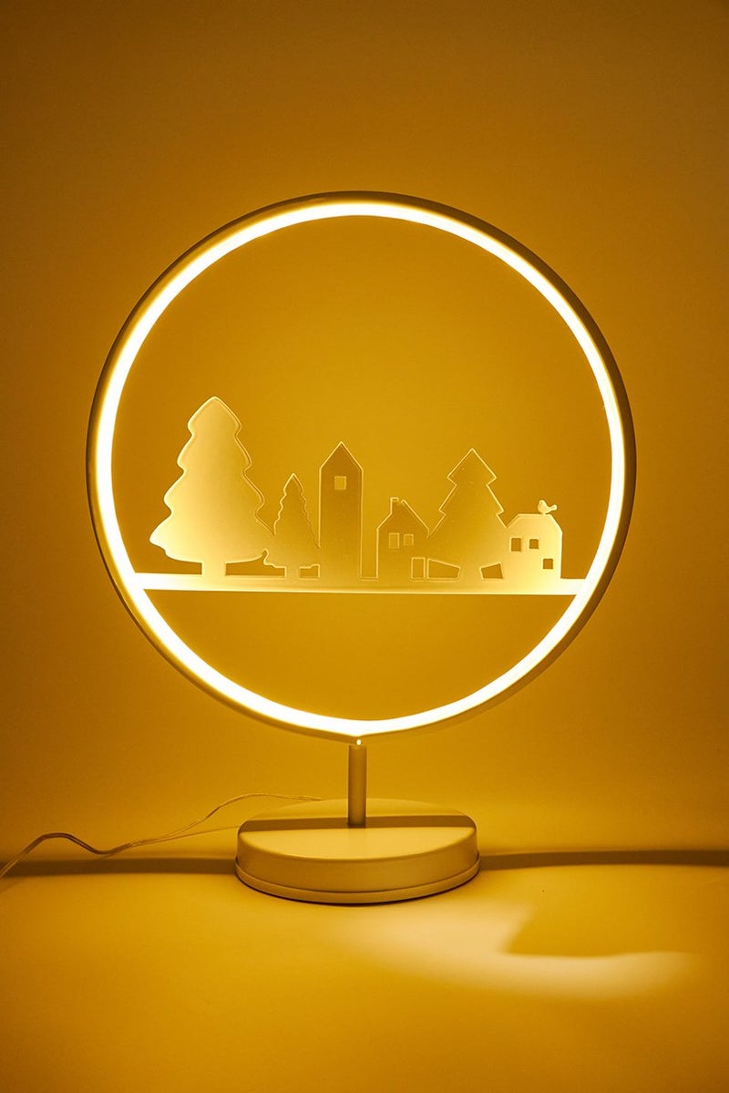 Tchibo Metal Circle Bedside Desk Lamp, White - Image 1