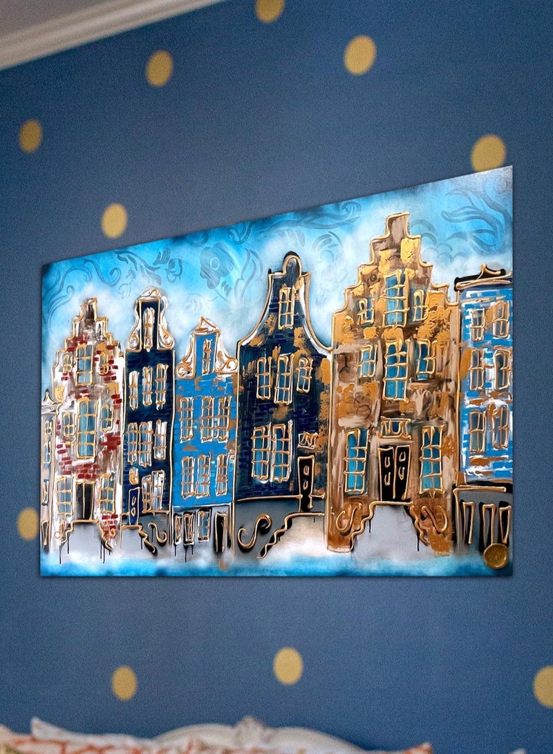 Droplyte Multicolor Buildings Abstract Painting Printed Decorative Wall Art Wall Decor Card Board MDF Home Decor for Living Room, Drawing Room, Office Room and Bedroom 60CM x 40CM  - Image 2