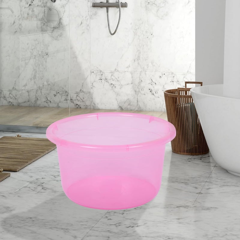 Kuber Industries Pack of 2 Bath Tub Multipurpose Bath Tub Tub for BathroomFeeding PanWashing Clothes Washing Tub Bathing Bathroom Tub 25 LTR Transparent Pink Gray - Image 4