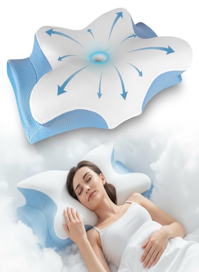 YESINDEED Pain Relief Cooling Pillow - Cervical Neck Support for Sleeping, Contoured Memory Foam Design for Neck and Shoulder Pain, Ergonomic Sleep Solution for Side Sleepers, Snoring, Posture - Image 1