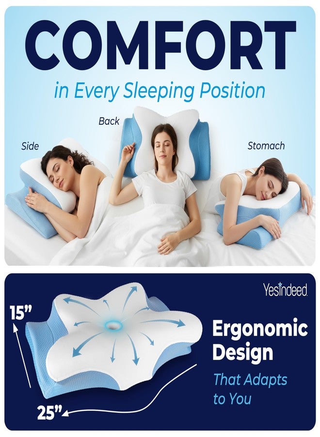 YESINDEED Pain Relief Cooling Pillow - Cervical Neck Support for Sleeping, Contoured Memory Foam Design for Neck and Shoulder Pain, Ergonomic Sleep Solution for Side Sleepers, Snoring, Posture - Image 2